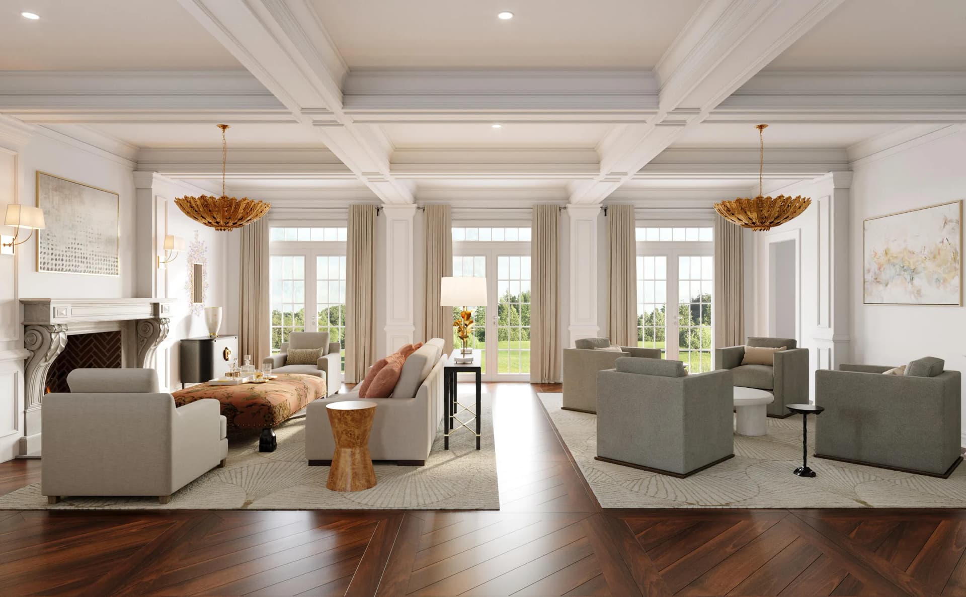 Taconic residence open-concept living room — Reverie3D concierge selections and white-glove personalization