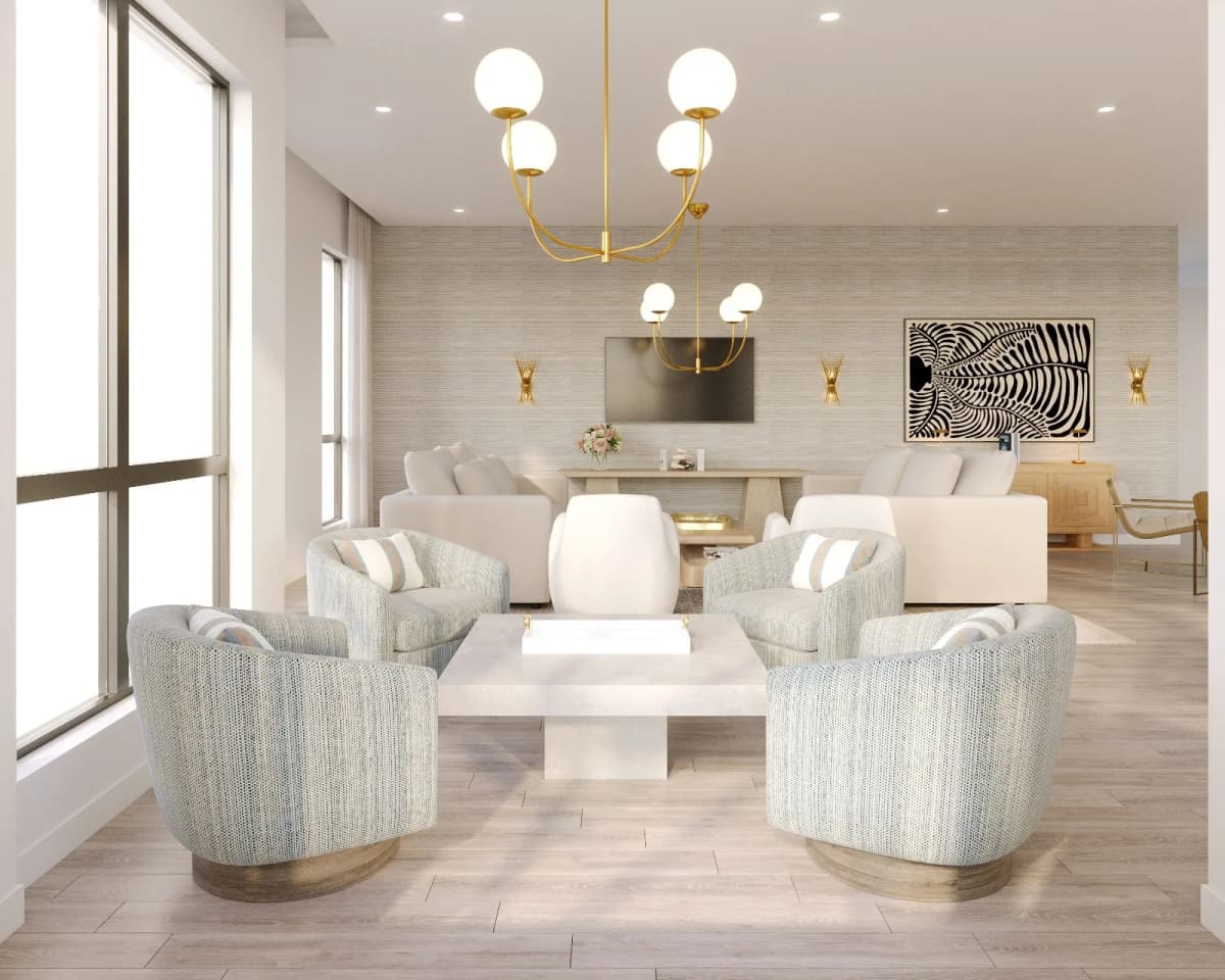 The DeMarcay Sarasota tower residence living and dining — Reverie3D