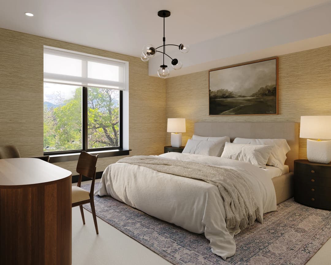 Reverie3D-designed primary suite for a luxury new construction mountain condo
